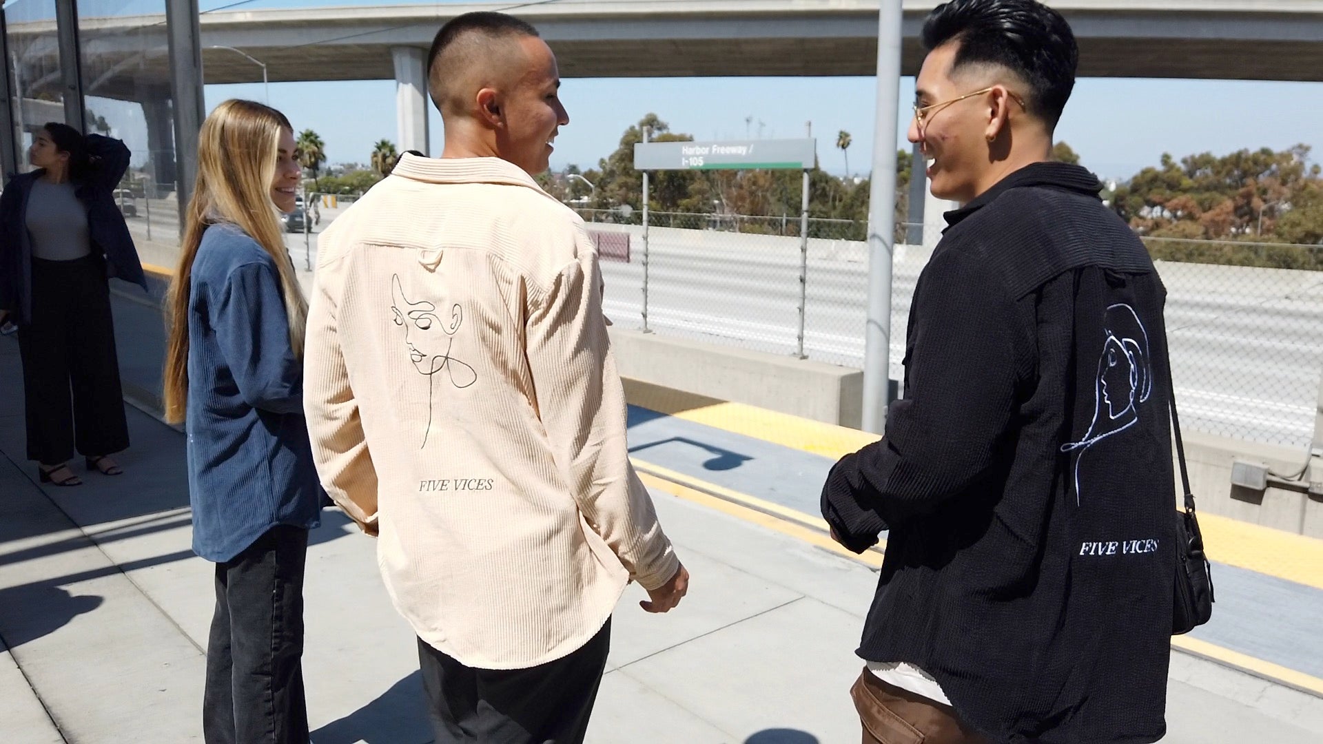 Five Vices Two Friends Smiling and Talking to each other Wearing a Very Nice embroidered Corduroy Button up